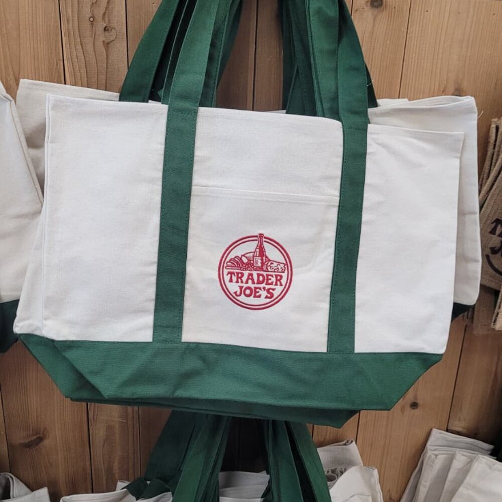 New with Tags! Set of 2: GREEN - Trader Joe's Large & Mini Canvas Totes - Picture 7 of 14